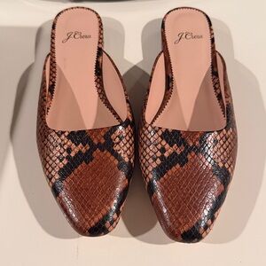 J. Crew  women’s Snake Embossed Leather Simple Mule - Size 7½